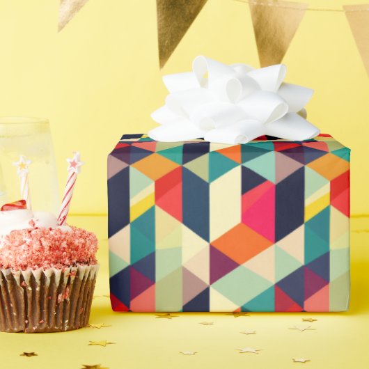 3D Mitte Jahrhundert Modernes geometrisches Muster Geschenkpapier (Geburtstagsparty)