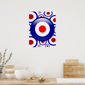 3d Mod Target auf 60er Musterplakatdruck Poster (Küche)