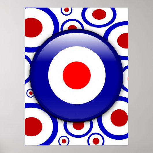 3d Mod Target auf 60er Musterplakatdruck Poster (Vorne)
