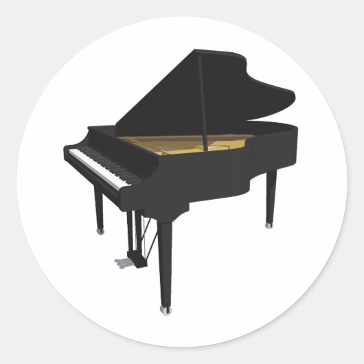 3D-Modell: Black Grand Piano: Runder Aufkleber (Vorderseite)