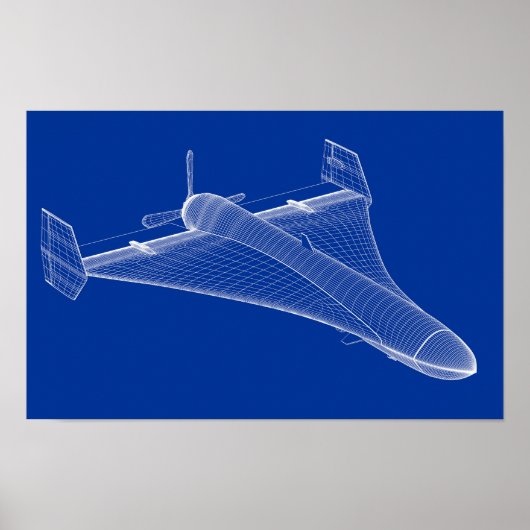 3D-Modell der Militärdrohne Poster (Vorne)