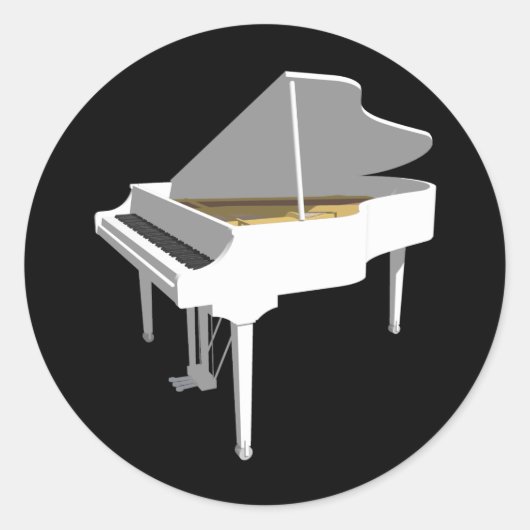 3D-Modell: White Grand Piano: Runder Aufkleber (Vorderseite)