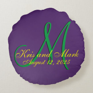 3d Monogram Amethyst Rundes Kissen