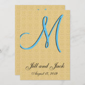 3d Monogram Embossed Gold Einladung (Vorne/Hinten)