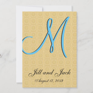 3d Monogram Embossed Gold Einladung