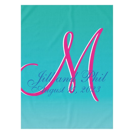 3d Monogram Turquoise Tischdecke (Vorderseite)