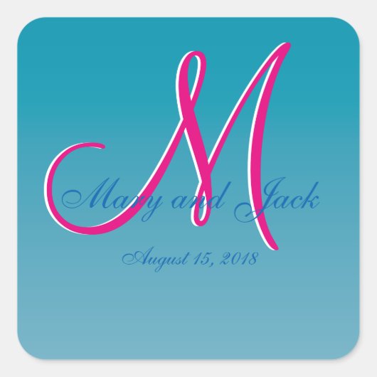 3d Monogramm blaues Wasser Runder Aufkleber (Vorderseite)