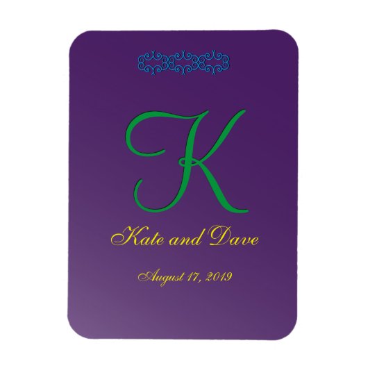 3d Monogramm Lila Mauve-Kalligrafie Magnet (Vertikal)