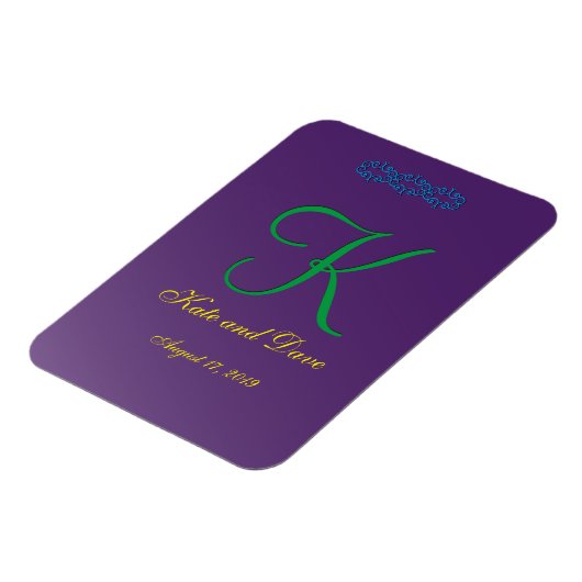 3d Monogramm Lila Mauve-Kalligrafie Magnet (Linke Seite)