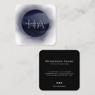 3D-Monogramm-Logo für blaue und weiße Farbe Quadratische Visitenkarte