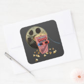 3d Movie Reel and Buttered Popcorn Quadratischer Aufkleber (Umschlag)
