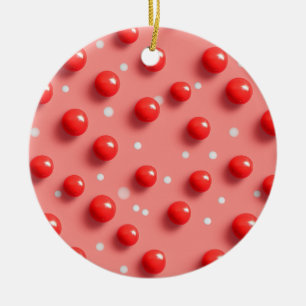 3D-Muster für rote und weiße Polka-Punkte Keramik Ornament