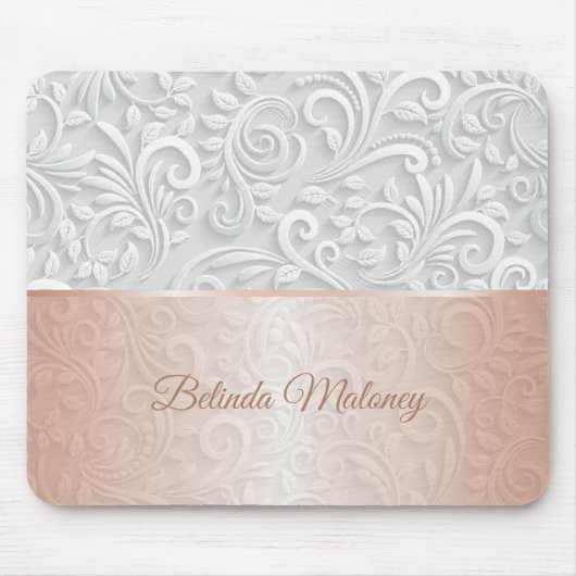 3D Muster White Rose Gold Mousepad (Vorne)