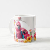 3D-Muttertagsparrot und Blume Kaffeetasse (Vorderseite Links)