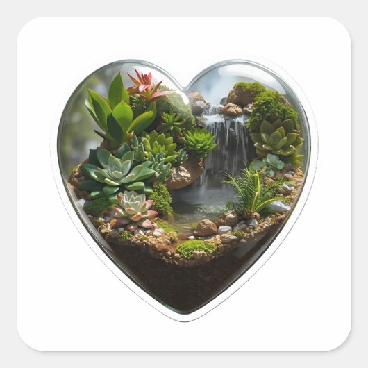 3D Nature Terrarium Heart Waterfall Sticker (Vorderseite)