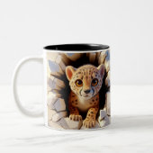 3D Niedlich Baby Cheetah Hot Cocoa Kaffees Tiere T Zweifarbige Tasse (Links)