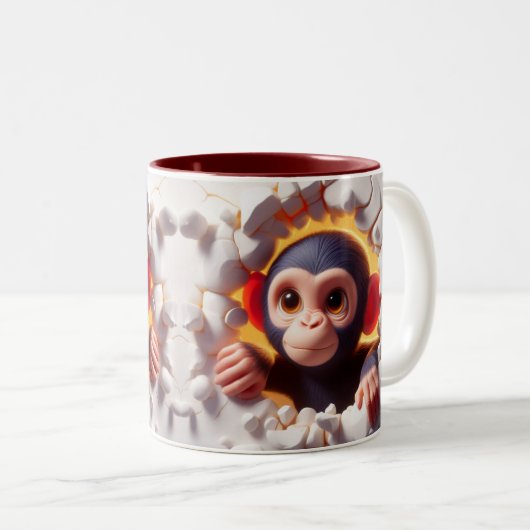 3D Niedlich Baby Chimpanzee Hot Cocoa Kaffees Tier Zweifarbige Tasse (VorderseiteRechts)