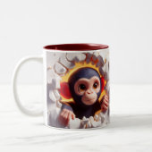 3D Niedlich Baby Chimpanzee Hot Cocoa Kaffees Tier Zweifarbige Tasse (Links)
