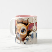 3D Niedlich Baby Deer Hot Cocoa Kaffees Tiere Zweifarbige Tasse (Vorderseite Links)