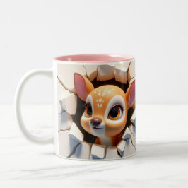 3D Niedlich Baby Deer Hot Cocoa Kaffees Tiere Zweifarbige Tasse