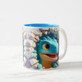 3D Niedlich Baby Dinosaurier Hot Cocoa Kaffee Tier Zweifarbige Tasse (VorderseiteRechts)
