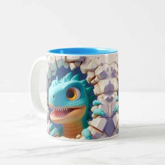 3D Niedlich Baby Dinosaurier Hot Cocoa Kaffee Tier Zweifarbige Tasse (Vorderseite Links)