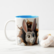 3D Niedlich Baby Donkey Hot Cocoa Kaffee Tiere Tas