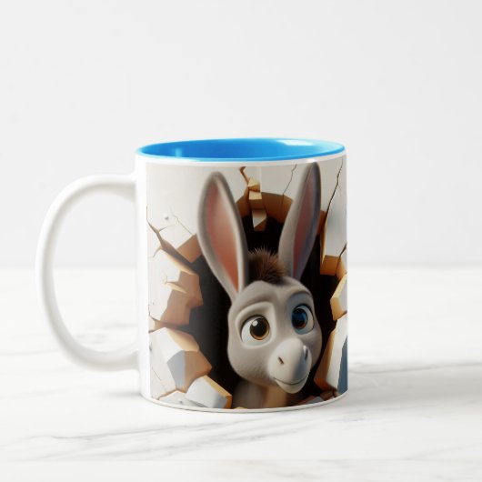 3D Niedlich Baby Donkey Hot Cocoa Kaffee Tiere Tas Zweifarbige Tasse (Links)