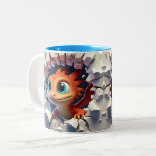 3D Niedlich Baby Dragon Hot Cocoa Kaffee Tiere Tas Zweifarbige Tasse (Vorderseite Links)