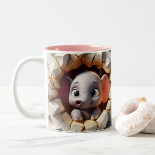3D Niedlich Baby Elephant Hot Cocoa Coffee Tiere T Zweifarbige Tasse