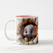 3D Niedlich Baby Elephant Hot Cocoa Coffee Tiere T Zweifarbige Tasse (Links)
