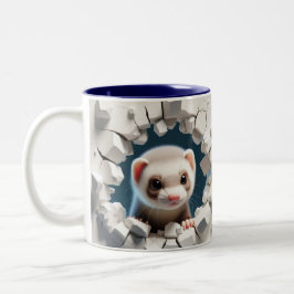 3D Niedlich Baby Ferret Hot Cocoa Kaffees Tiere Zweifarbige Tasse
