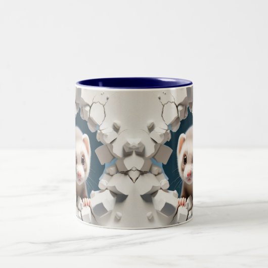 3D Niedlich Baby Ferret Hot Cocoa Kaffees Tiere Zweifarbige Tasse (Mittel)