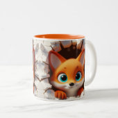 3D Niedlich Baby Fox Hot Cocoa Kaffees Tiere Zweifarbige Tasse (VorderseiteRechts)
