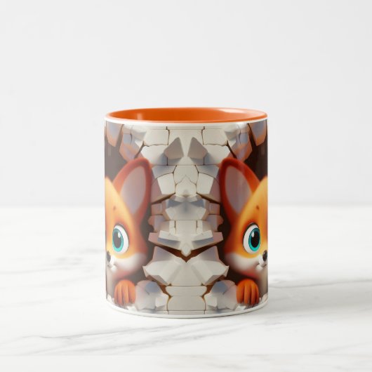 3D Niedlich Baby Fox Hot Cocoa Kaffees Tiere Zweifarbige Tasse (Mittel)