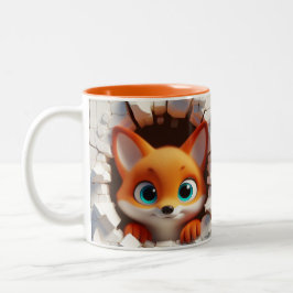 3D Niedlich Baby Fox Hot Cocoa Kaffees Tiere Zweifarbige Tasse