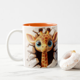 3D Niedlich Baby Giraffe Hot Cocoa Coffee Tiere Ta Zweifarbige Tasse