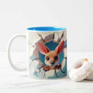 3D Niedlich Baby Kangaroo Hot Cocoa Kaffees Tiere Zweifarbige Tasse