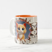 3D Niedlich Baby Kitten Hot Cocoa Kaffees Tiere Zweifarbige Tasse (Vorderseite Links)