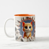 3D Niedlich Baby Kitten Hot Cocoa Kaffees Tiere Zweifarbige Tasse (Links)