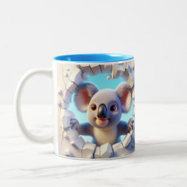 3D Niedlich Baby Koala Kochkakao Kaffeestiere Zweifarbige Tasse