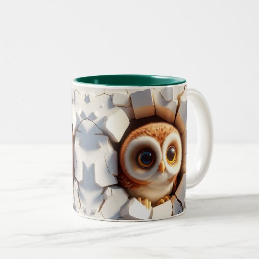 3D Niedlich Baby Owl Hot Cocoa Kaffees Tiere Zweifarbige Tasse (VorderseiteRechts)