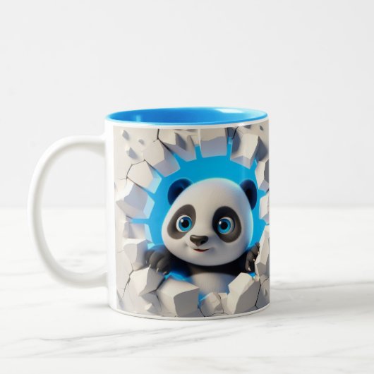 3D Niedlich Baby Panda Hot Cocoa Kaffees Tiere Tas Zweifarbige Tasse (Links)