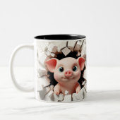 3D Niedlich Baby Piglet Hot Cocoa Kaffees Tiere Zweifarbige Tasse (Links)