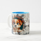 3D Niedlich Baby Puppy Hot Cocoa Kaffee Tiere Zweifarbige Tasse (Vorderseite Links)