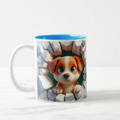 3D Niedlich Baby Puppy Hot Cocoa Kaffee Tiere Zweifarbige Tasse (Links)