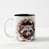 3D Niedlich Baby Raccoon Hot Cocoa Kaffees Tiere Zweifarbige Tasse (Links)