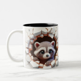 3D Niedlich Baby Raccoon Hot Cocoa Kaffees Tiere Zweifarbige Tasse