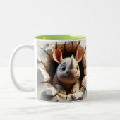 3D Niedlich Baby Rhinoceros Hot Coffee Tiere Zweifarbige Tasse (Links)