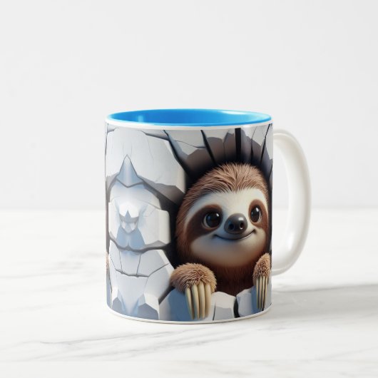 3D Niedlich Baby Sloth Hot Cocoa Kaffees Tiere Tas Zweifarbige Tasse (VorderseiteRechts)